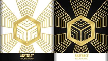 Golden hexagon pattern 2 styles in white and black background vector