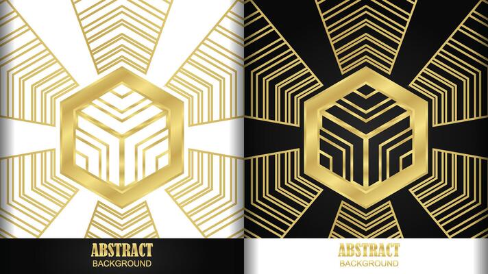Golden hexagon pattern 2 styles in white and black background