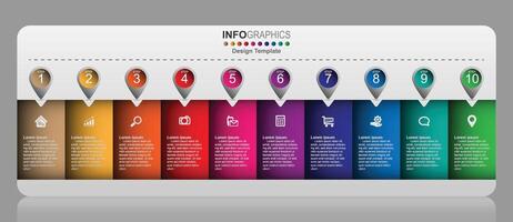 creativo infografía diseño plantilla, negocio concepto con 10 opciones, pasos o procesos. vector