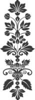 Silhouette vertical line divider with Baroque ornament black color only vector