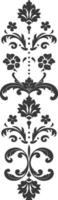 Silhouette vertical line divider with Baroque ornament black color only vector