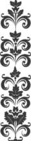 Silhouette vertical line divider with Baroque ornament black color only vector