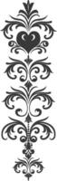 silueta vertical línea divisor con hogar forma barroco ornamento negro color solamente vector