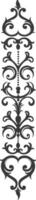 Silhouette vertical line divider with Hearth shape Baroque ornament black color only vector