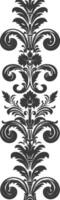 Silhouette vertical line divider with Baroque ornament black color only vector