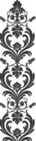 Silhouette vertical line divider with Baroque ornament black color only vector