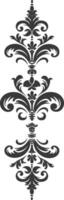 Silhouette vertical line divider with Baroque ornament black color only vector