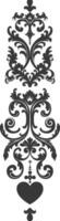 Silhouette vertical line divider with Hearth shape Baroque ornament black color only vector