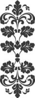 Silhouette vertical line divider with Baroque ornament black color only vector