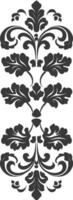 Silhouette vertical line divider with Baroque ornament black color only vector