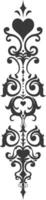 Silhouette vertical line divider with Hearth shape Baroque ornament black color only vector