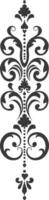 Silhouette vertical line divider with Hearth shape Baroque ornament black color only vector