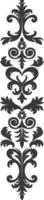 Silhouette vertical line divider with Baroque ornament black color only vector