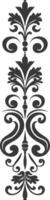 Silhouette vertical line divider with Baroque ornament black color only vector