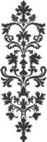 silueta vertical línea divisor con barroco ornamento negro color solamente vector
