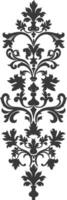 Silhouette vertical line divider with Baroque ornament black color only vector