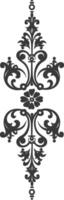 Silhouette vertical line divider with Baroque ornament black color only vector