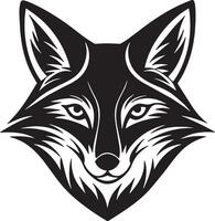 Black and white fox head isolated on white background. illustration. vector