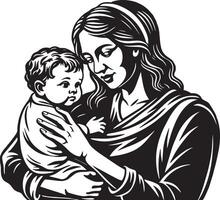 madre con bebé. maternidad. ilustración vector