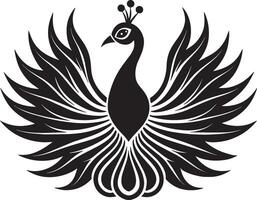 pavo real con alas. negro y blanco ilustración aislado en blanco antecedentes. vector