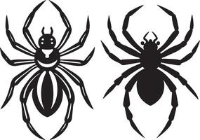 Black and white spiders isolated on a white background. illustration. vector