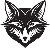 Black and white fox head isolated on white background. illustration. vector