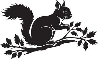 Squirrel sitting on a tree branch. illustration isolated on white background. vector