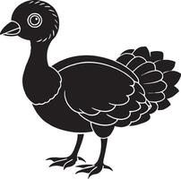 black silhouette of a turkey on a white background, illustration, vector