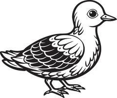 Dove - Black and White Cartoon Illustration, on a white background vector