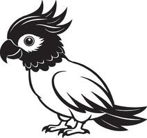 Parrot - Black and White Illustration, Isolated On White Background vector