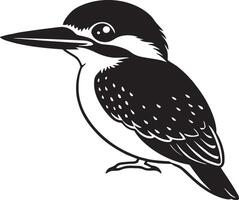 Kingfisher - Black and White Illustration - Isolated on White Background vector