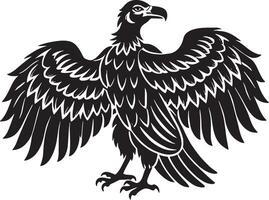 Eagle with Wings Spread - Black and White Illustration, vector