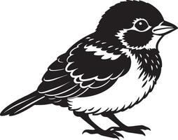 Black and white illustration of a sparrow on a white background. vector