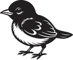Sparrow - Black and White Cartoon Illustration, vector