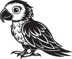 Parrot - Black and White Cartoon Illustration, vector