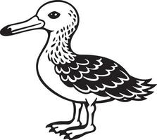 negro y blanco dibujos animados ilustración de Gaviota pájaro para colorante libro vector