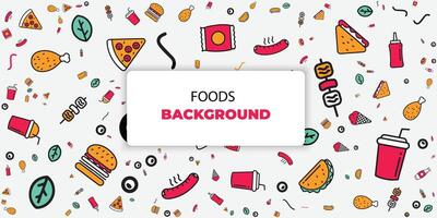 Abstract geometric fast food background. burger and pizza, cold drinks, kitchen plants, noodles and salad, geometry farm eating, healthy lifestyle. vector