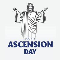 Happy Ascension Day Design with Jesus Christ in Heaven Illustration. Illustration of resurrection Jesus Christ. Sacrifice of Messiah for humanity redemption. vector