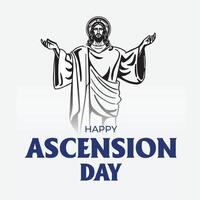 Happy Ascension Day Design with Jesus Christ in Heaven Illustration. Illustration of resurrection Jesus Christ. Sacrifice of Messiah for humanity redemption. vector