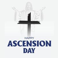 Happy Ascension Day Design with Jesus Christ in Heaven Illustration. Illustration of resurrection Jesus Christ. Sacrifice of Messiah for humanity redemption. vector