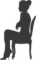Silhouette woman sitting in the chair black color only vector