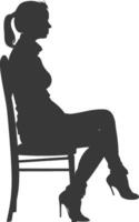 Silhouette woman sitting in the chair black color only vector