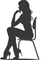 Silhouette woman sitting in the chair black color only vector