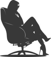 Silhouette woman sitting in the chair black color only vector