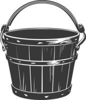 Silhouette wooden bucket black color only vector