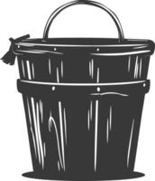 Silhouette wooden bucket black color only vector