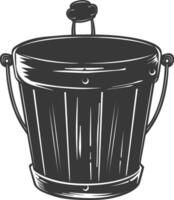 Silhouette wooden bucket black color only vector