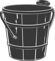 Silhouette wooden bucket black color only vector