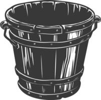 Silhouette wooden bucket black color only vector