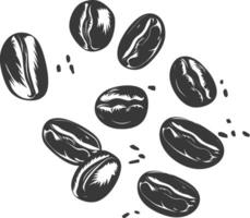 Silhouette coffee beans black color only vector